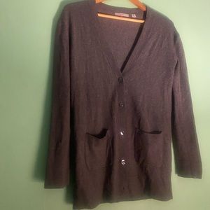 UNIQLO 100% CASHMERE V-NECK LIGHT GREY COZY SOFT LONG Cardigan 1 FLAW